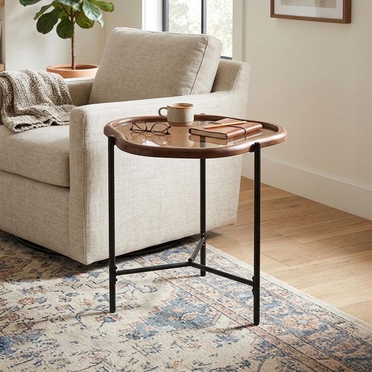Zir Side Table - Abstract - Large - Multi Colored - Mirrored and Metal