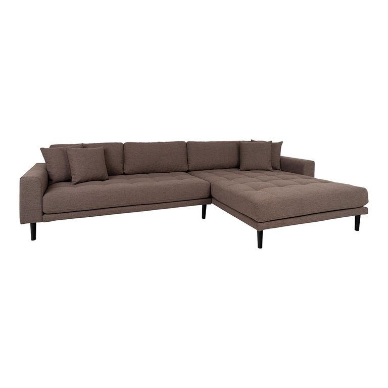 Lido Lounge Sofa - Brown - Fabric - Black Legs - RHF