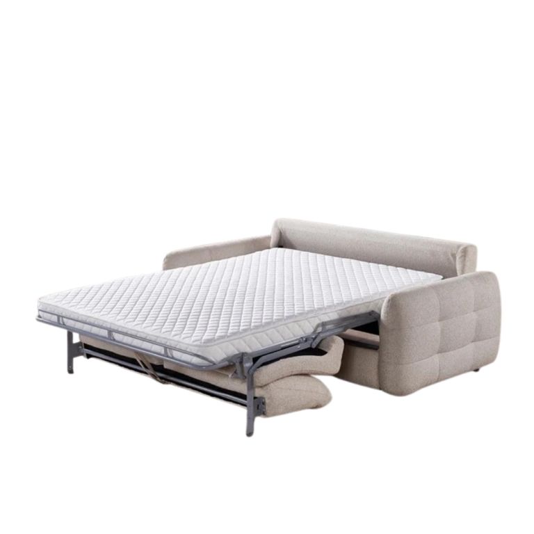 Athens Sofa Bed - Beige Fabric - 3 Seater - Pull Out