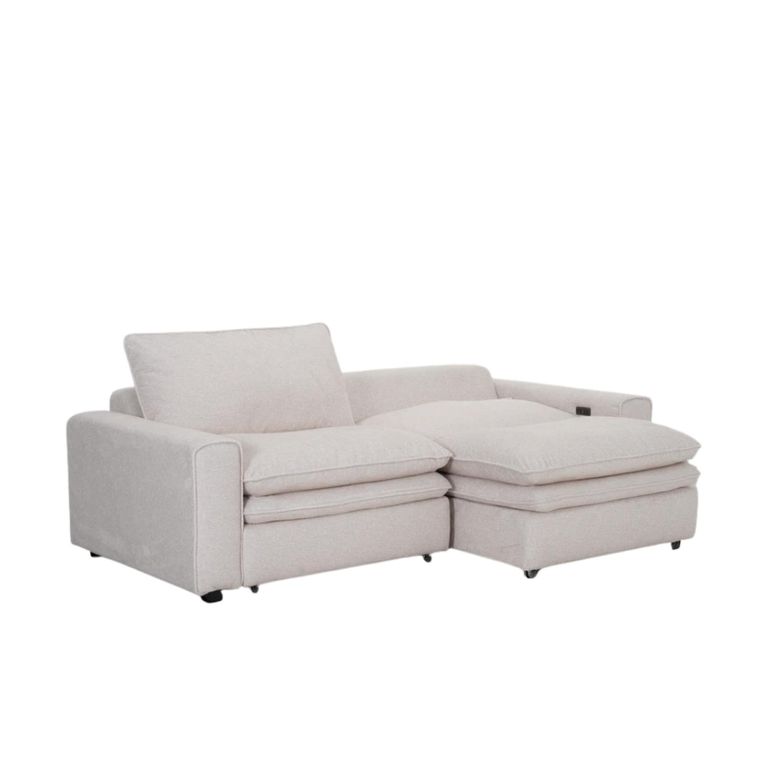 Florence Cloud Electric Recliner Sofa Bed - Beige Fabric - 2 Seater - Pull Out