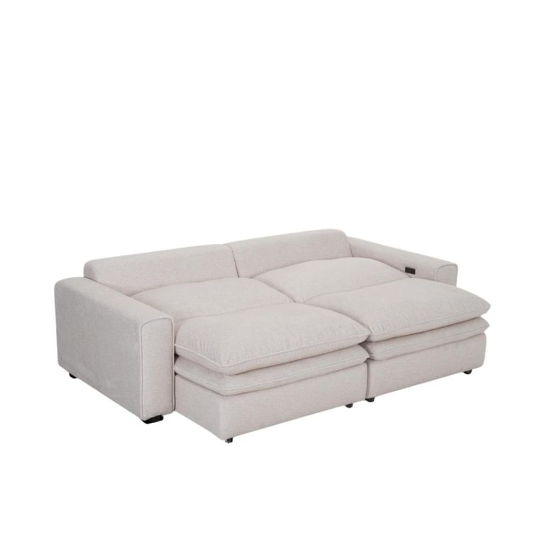 Florence Cloud Electric Recliner Sofa Bed - Beige Fabric - 2 Seater - Pull Out