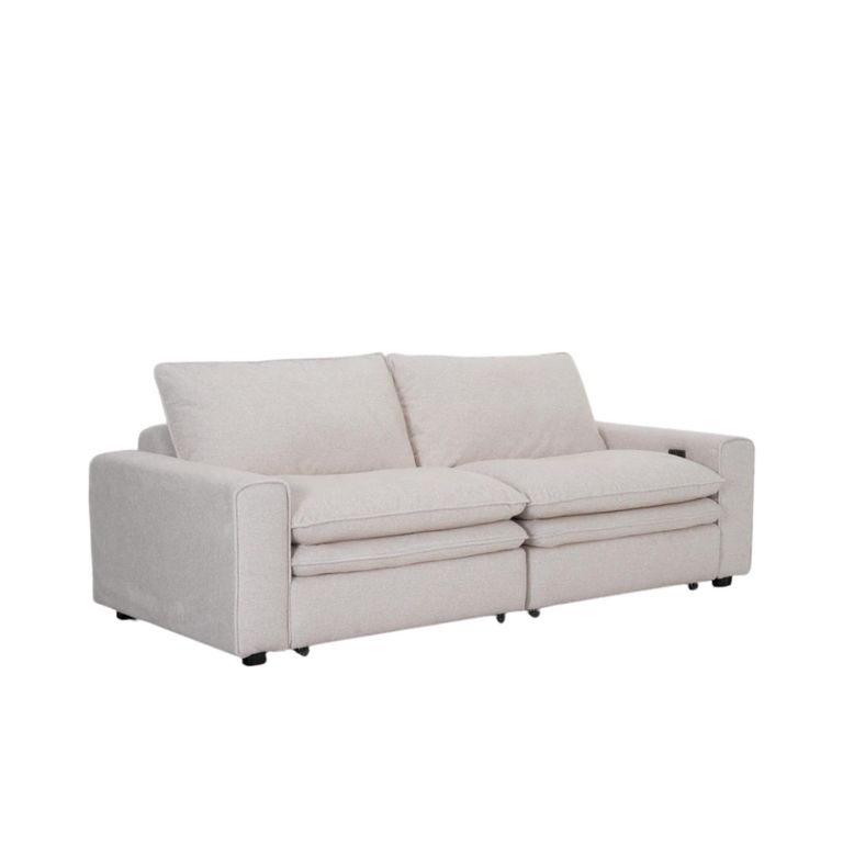 Florence Cloud Electric Recliner Sofa Bed - Beige Fabric - 2 Seater - Pull Out