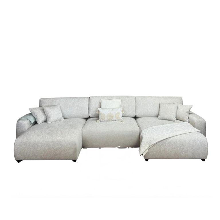 Luma U Shape Corner Sofa Bed - Beige Fabric