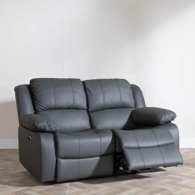Clearance - London Electric Recliner Sofa - 2 Seater - Grey Leather