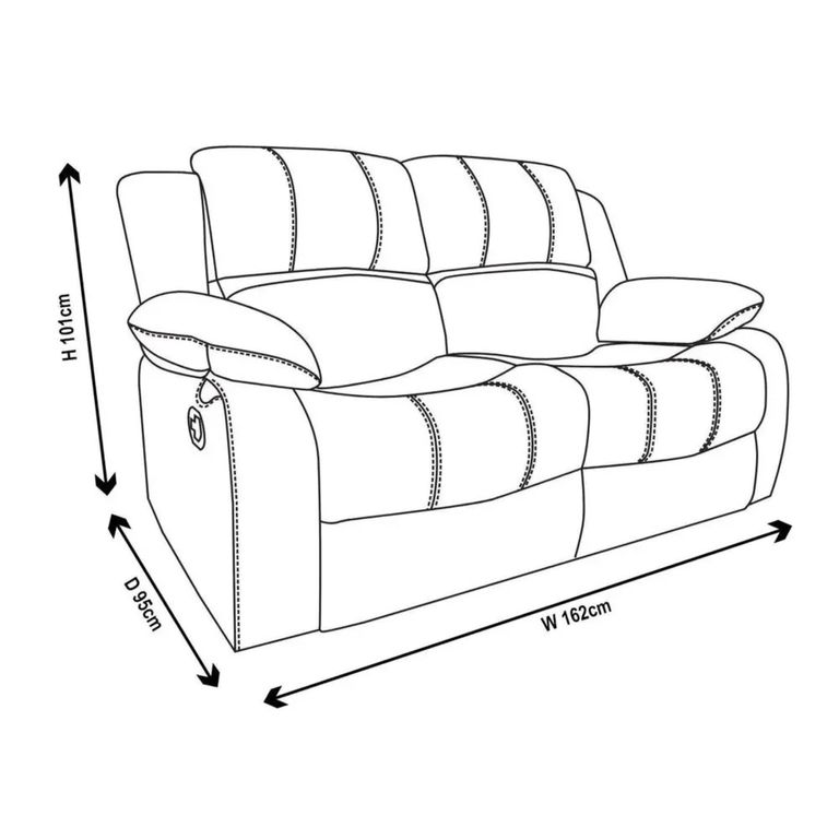 Clearance - London Electric Recliner Sofa - 2 Seater - Grey Leather