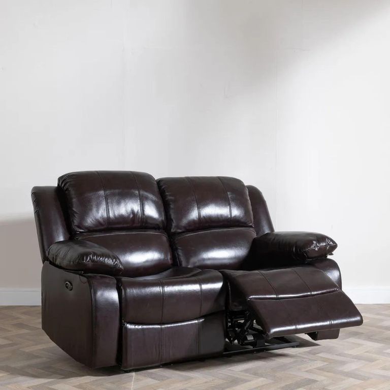Clearance - London Electric Recliner Sofa - 2 Seater - Burgundy Leather