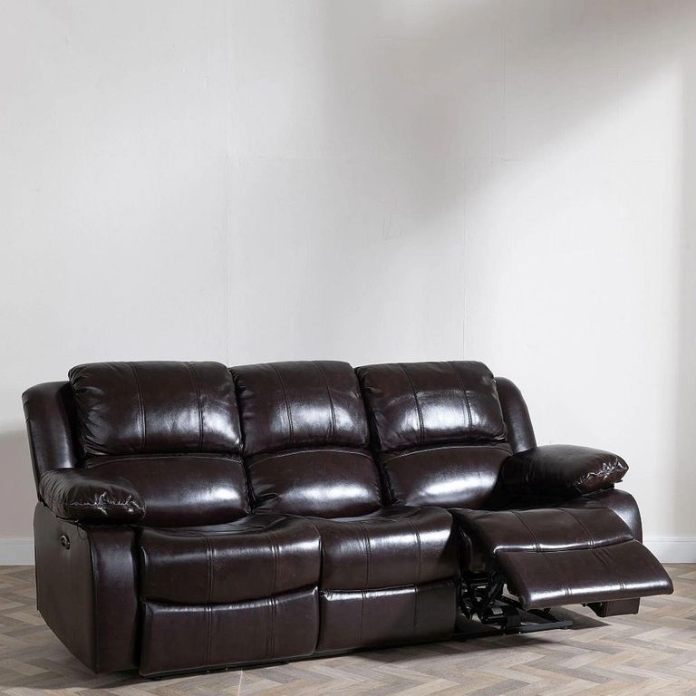 Clearance - London Electric Recliner Sofa - 3 Seater - Burgundy Leather