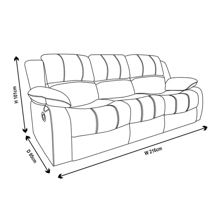 Clearance - London Electric Recliner Sofa - 3 Seater - Burgundy Leather