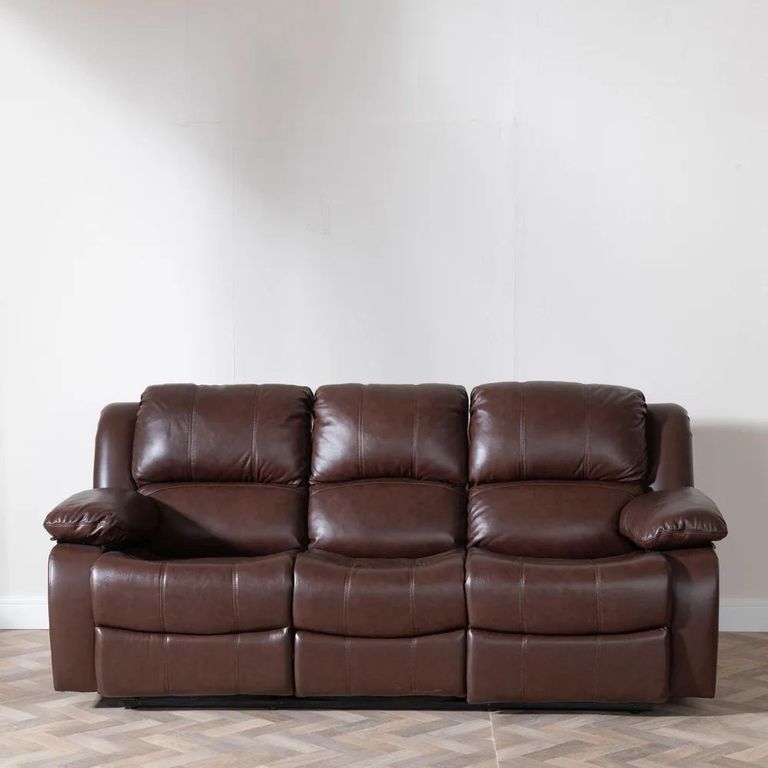 Clearance - London Electric Recliner Sofa - 3 Seater - Brown Leather