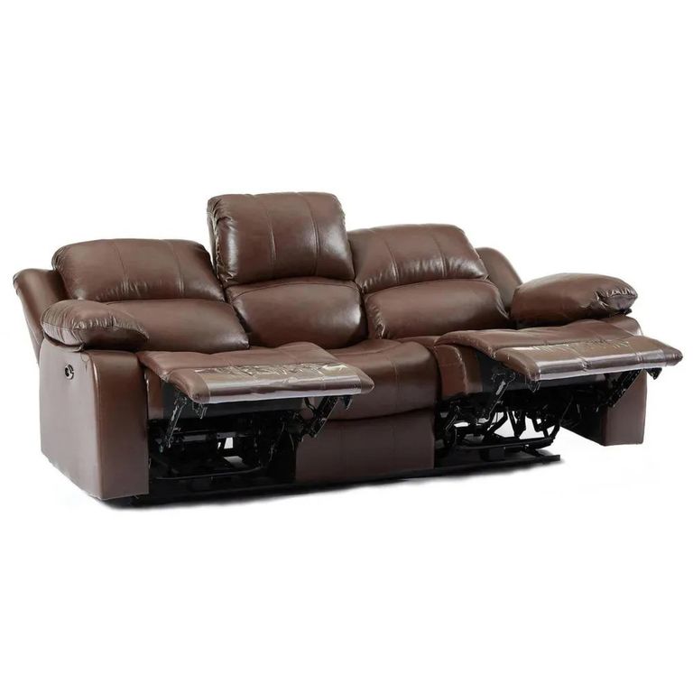 Clearance - London Electric Recliner Sofa - 3 Seater - Brown Leather