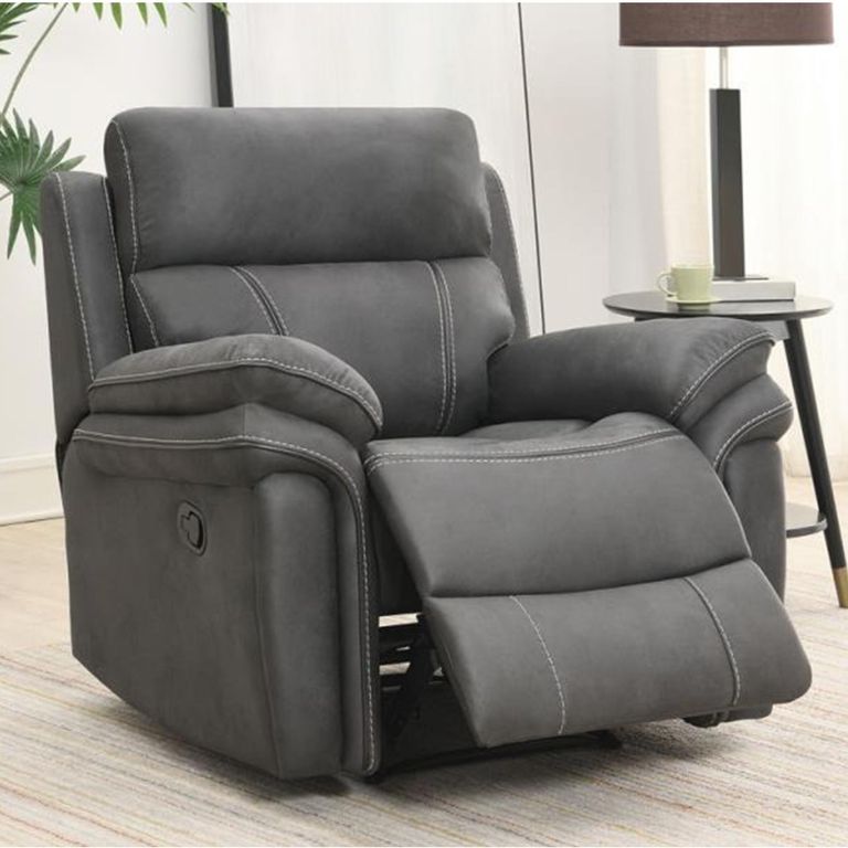 Richmond Manual Recliner Armchair - Charcoal - Leather Look Fabric