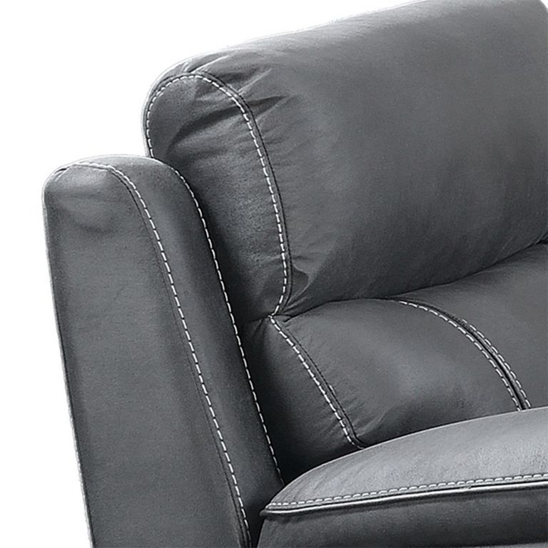 Richmond Manual Recliner Armchair - Charcoal - Leather Look Fabric
