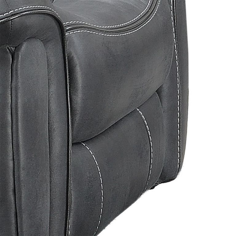Richmond Manual Recliner Armchair - Charcoal - Leather Look Fabric