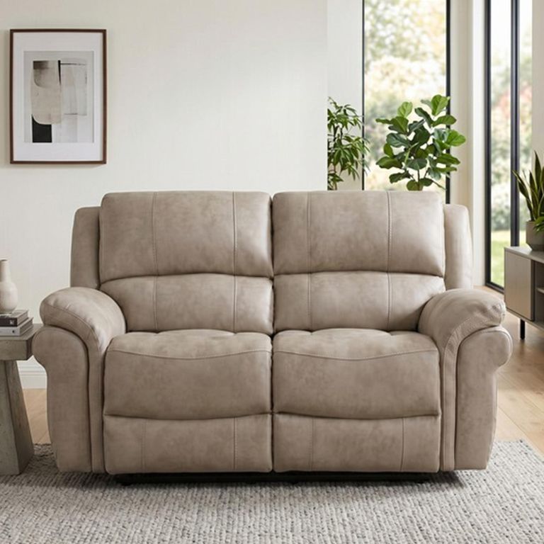 Farnham Ultra Manual Recliner Sofa - 2 Seater - Stone - Fabric