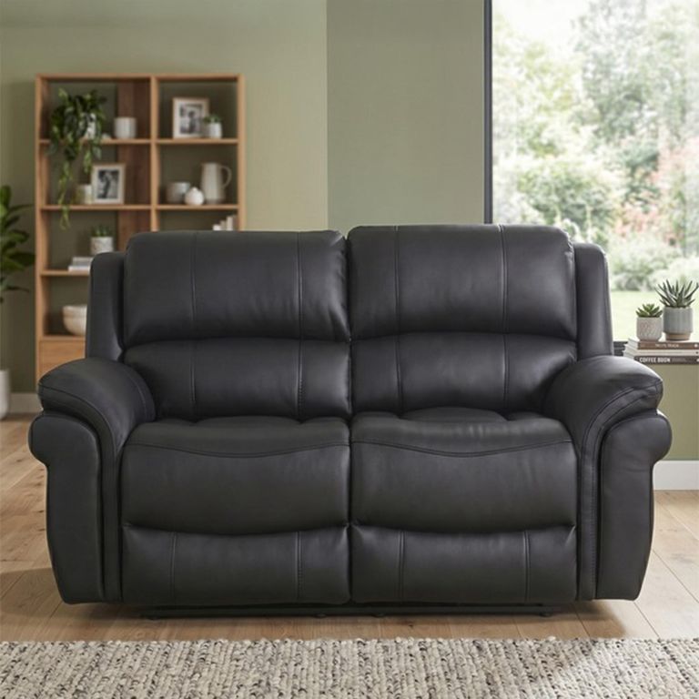 Farnham Ultra Manual Recliner Sofa - 2 Seater - Black - Fabric