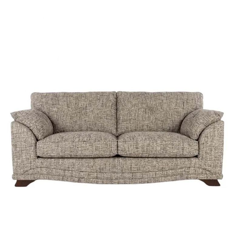 Nicole Fabric Sofa - 3 Seater - Lassie Mocha Fabric - Walnut Legs