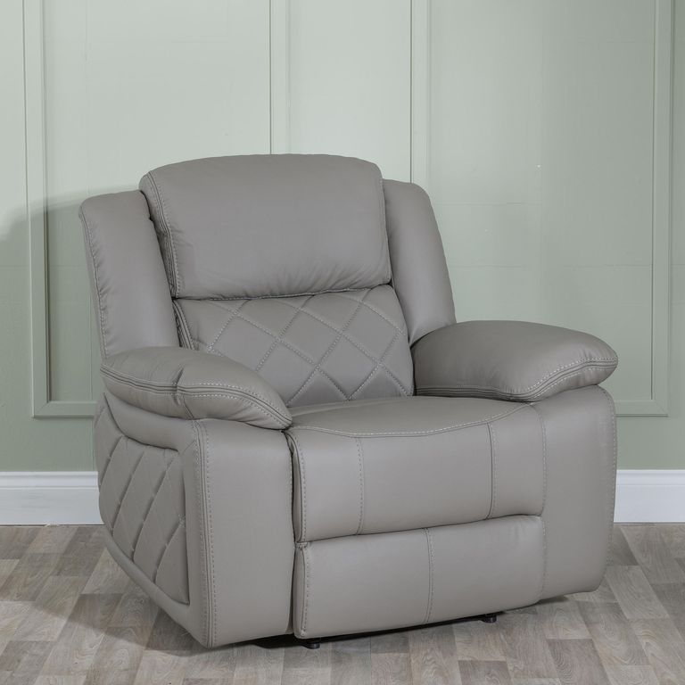 Bentley Recliner Armchair - Light Grey Leather
