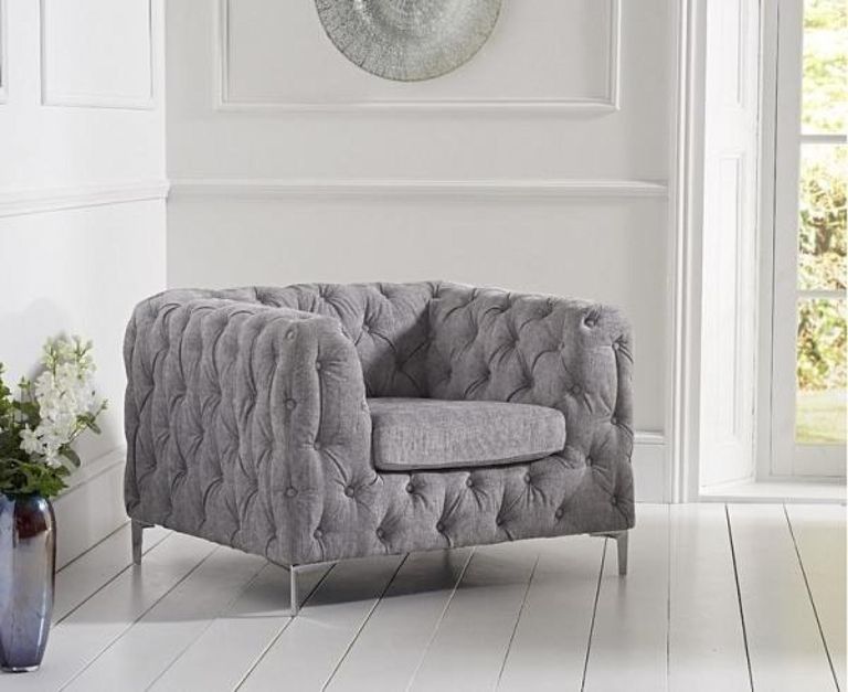 Clearance - Alicia Armchair - Grey Plush Fabric - FS375