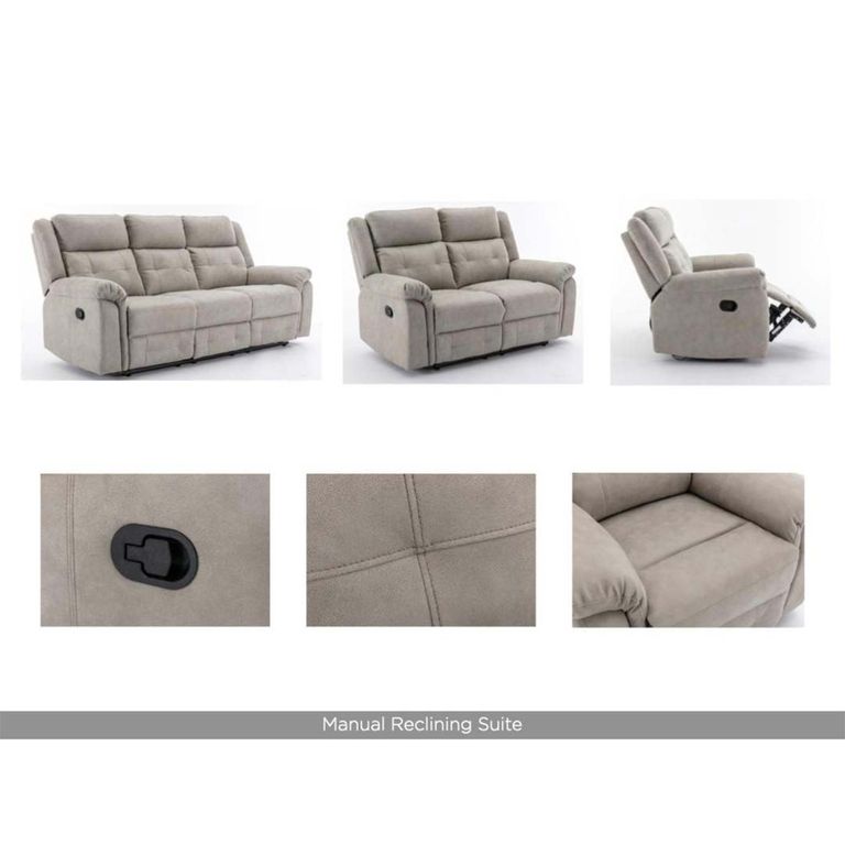 Berkeley Recliner Sofa - 2 Seater - Light Grey Leather Look Fabric