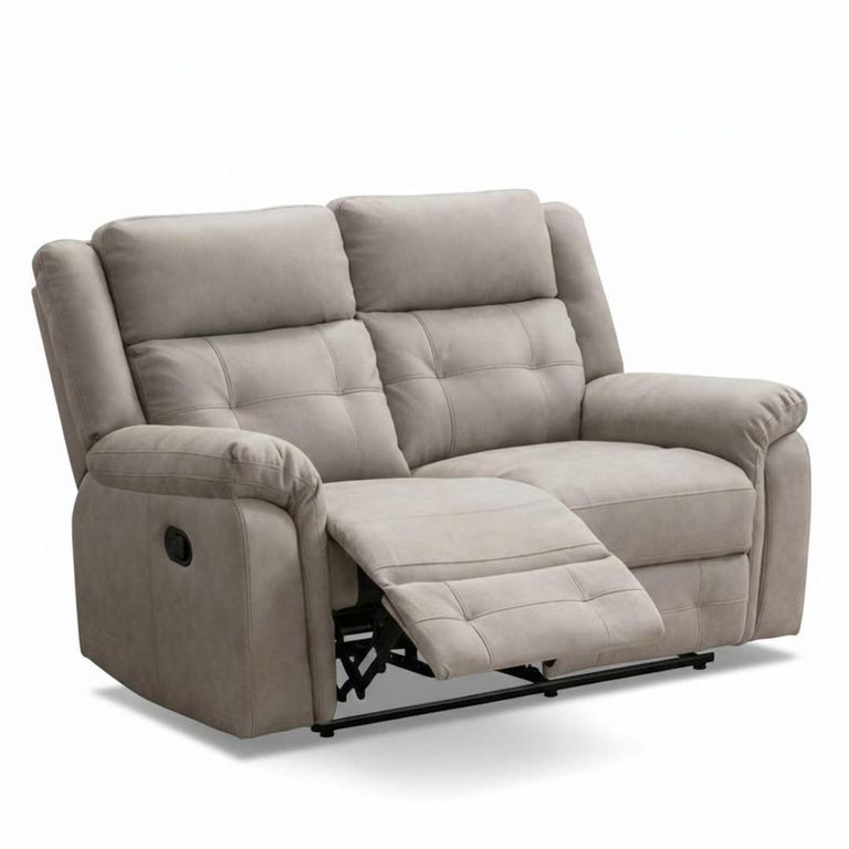 Berkeley Recliner Sofa Suite - 3+2 Seater - Light Grey Leather Look Fabric