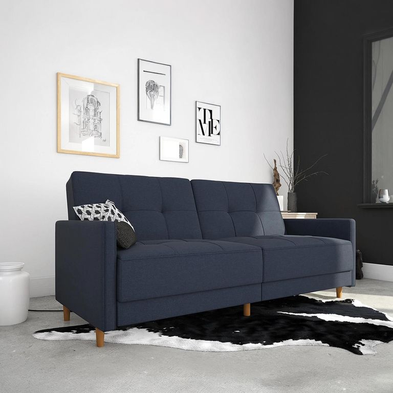 Andora Coil Sofa Bed - 3 Seater - Navy Blue Linen Fabric - 2146629UK