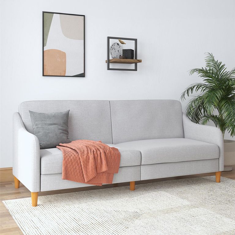 Jasper Sprung Sofa Bed - 3 Seater - Light Grey Linen Fabric - 2148829UK
