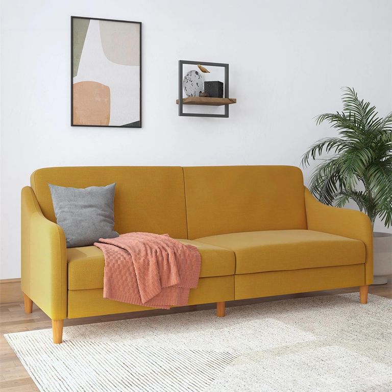 Jasper Sprung Sofa Bed - 3 Seater - Mustard Linen Fabric - 2148329UK