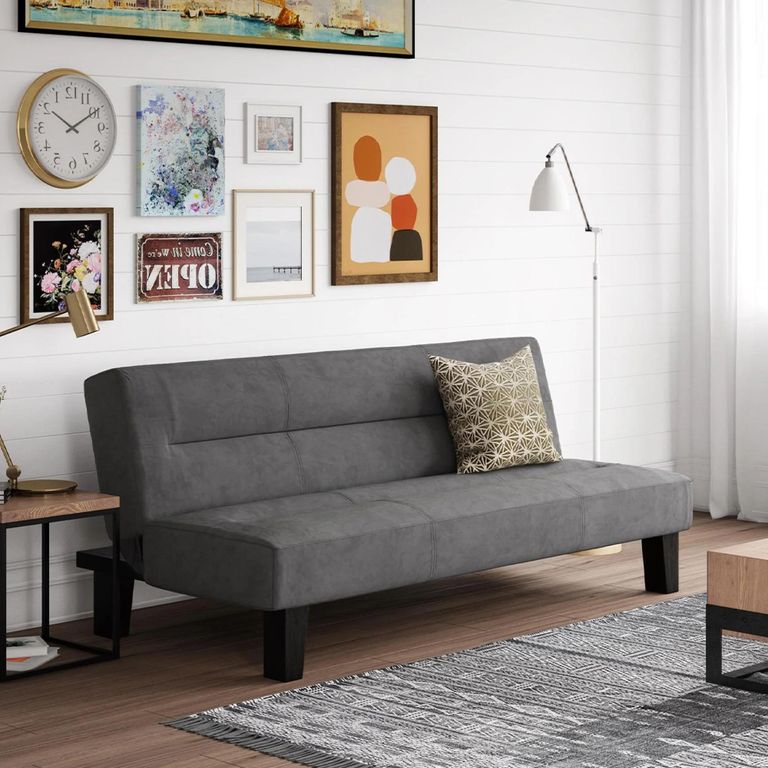 Kebo Futon Sofa Bed - 3 Seater - Grey Velvet Fabric - 2005419UK