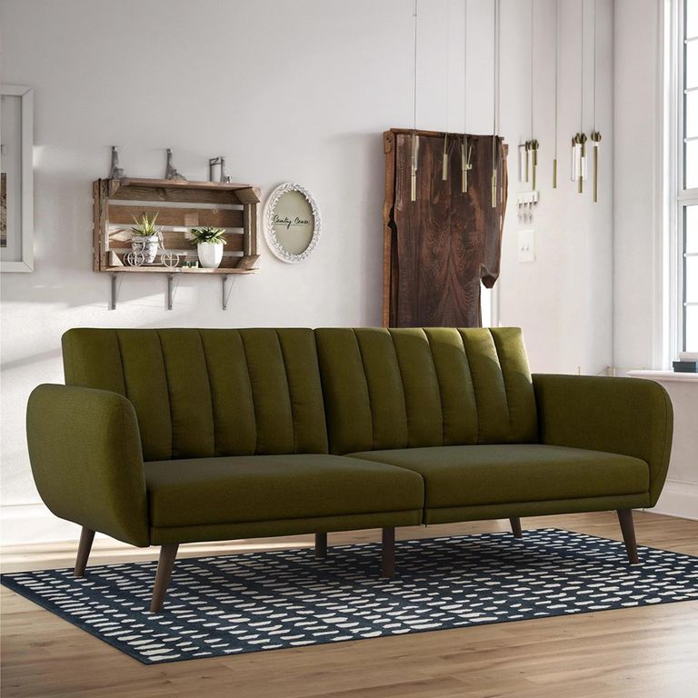 Novogratz Brittany Futon Sofa Bed - Green Linen Fabric - 2115329NUK