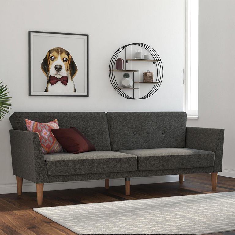 Novogratz Regal Futon Sofa Bed - Grey Linen Fabric - 2180429NUK