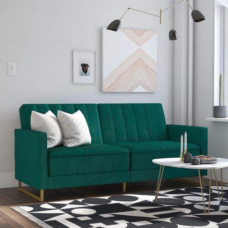 Novogratz Skylar Sofa Bed - Green Velvet Fabric - 2358979NUK