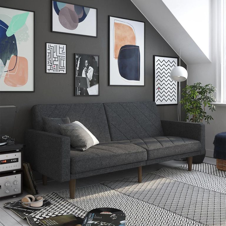 Paxson Sofa Bed - 3 Seater - Dark Grey Linen Fabric - 2110429UK