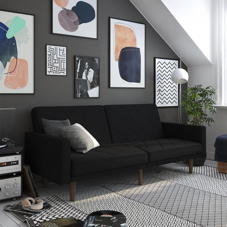Paxson Sofa Bed - 3 Seater - Black Linen Fabric - 2110029UK