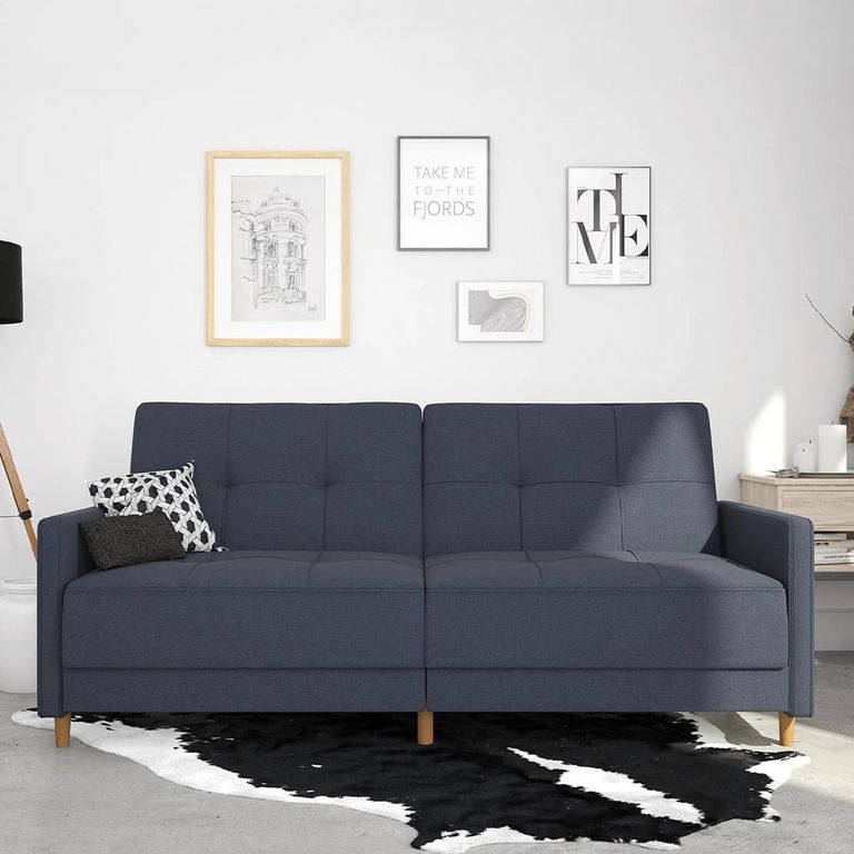 Andora Coil Sofa Bed - 3 Seater - Navy Blue Linen Fabric - 2146629UK