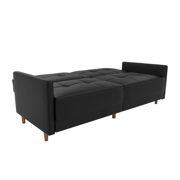 Andora Sprung Sofa Bed - 3 Seater - Black Faux Leather - 2146009UK