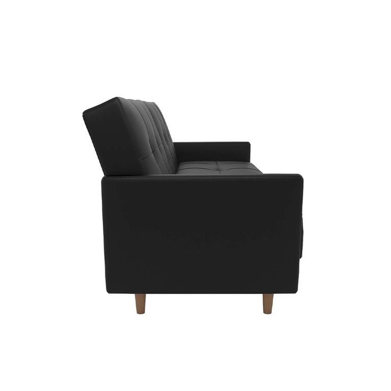 Andora Sprung Sofa Bed - 3 Seater - Black Faux Leather - 2146009UK