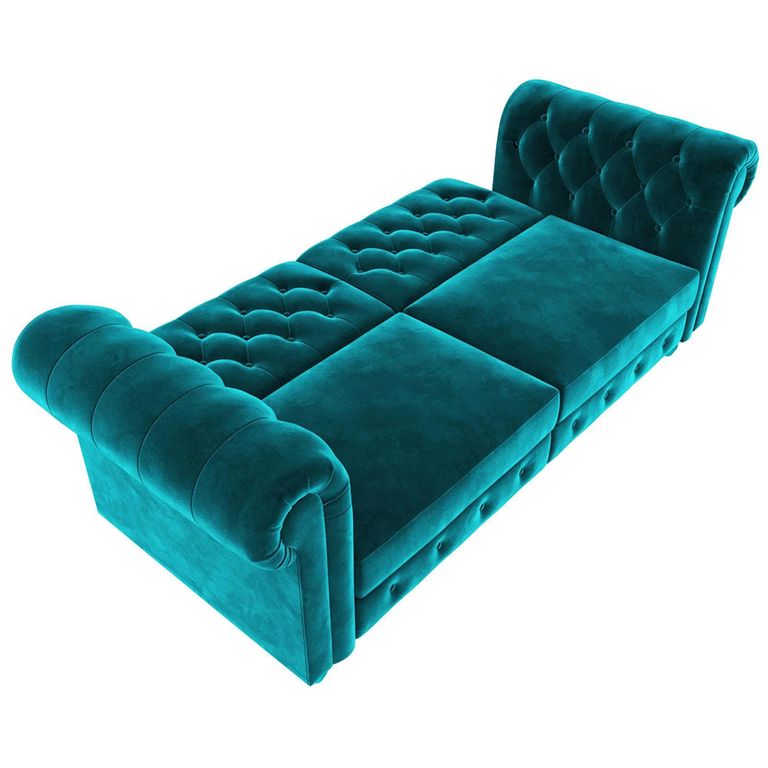 Felix Chesterfield Sofa Bed - 3 Seater - Teal Velvet Fabric - 2258979UK