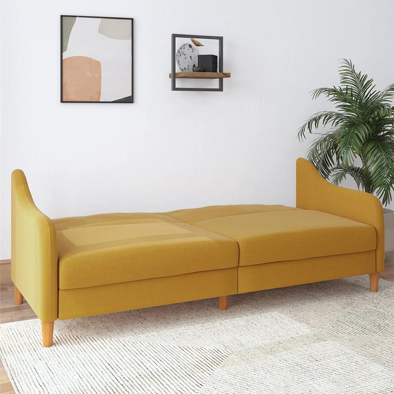Jasper Sprung Sofa Bed - 3 Seater - Mustard Linen Fabric - 2148329UK