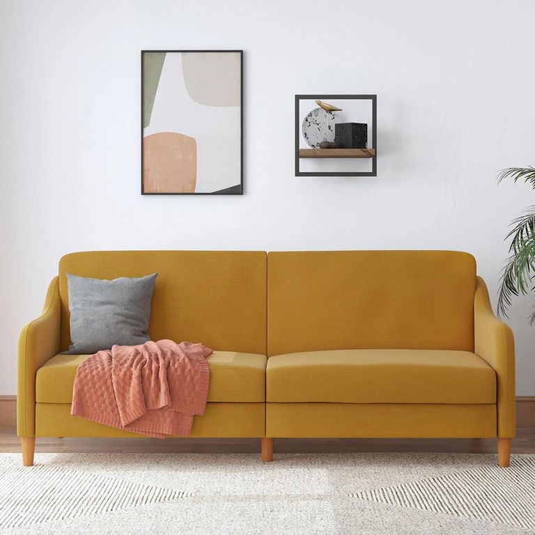 Jasper Sprung Sofa Bed - 3 Seater - Mustard Linen Fabric - 2148329UK