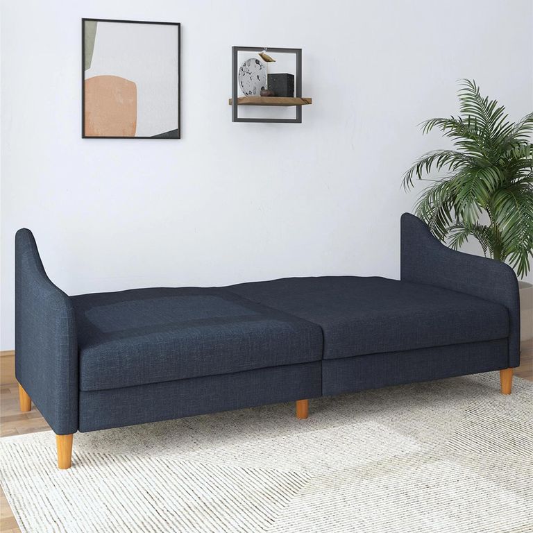 Jasper Sprung Sofa Bed - 3 Seater - Navy Blue Linen Fabric - 2148629UK