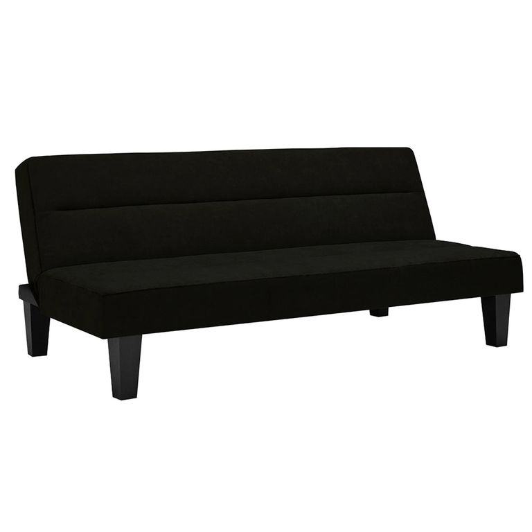 Kebo Futon Sofa Bed - 3 Seater - Black Velvet Fabric - 2005019UK