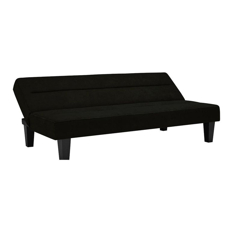 Kebo Futon Sofa Bed - 3 Seater - Black Velvet Fabric - 2005019UK