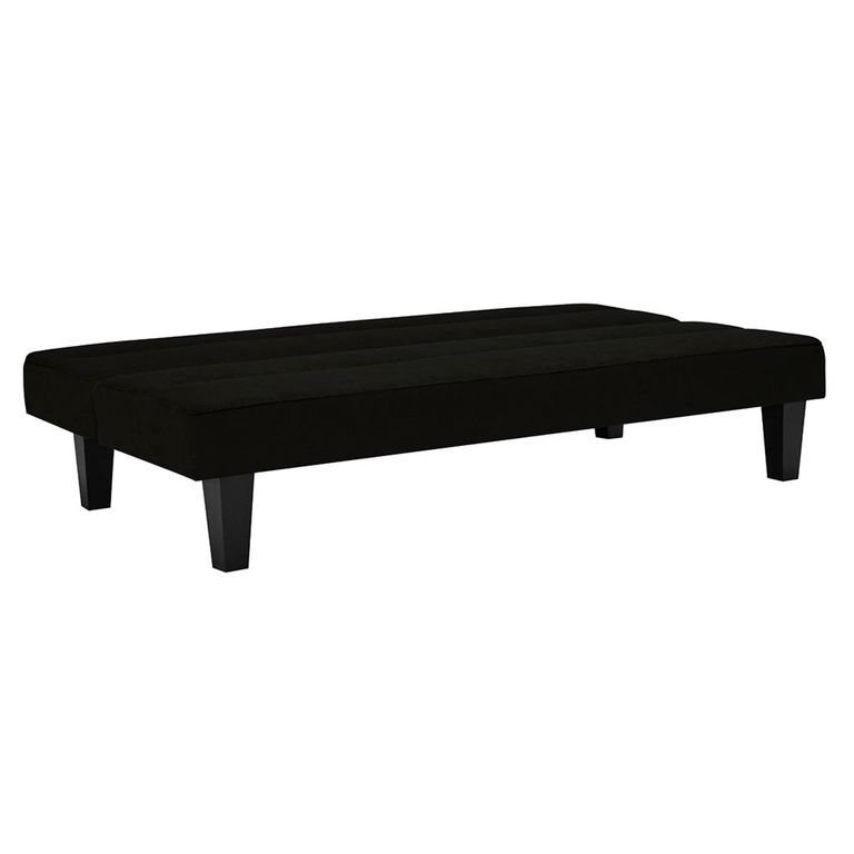 Kebo Futon Sofa Bed - 3 Seater - Black Velvet Fabric - 2005019UK