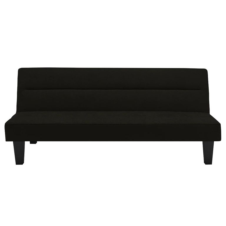 Kebo Futon Sofa Bed - 3 Seater - Black Velvet Fabric - 2005019UK