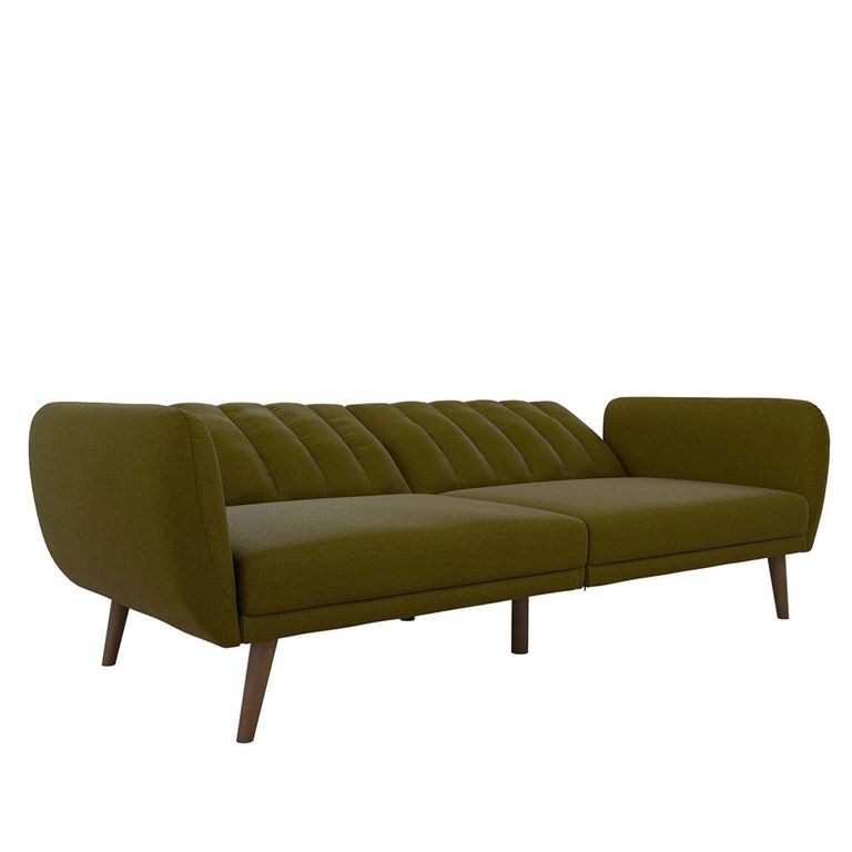 Novogratz Brittany Futon Sofa Bed - Green Linen Fabric - 2115329NUK