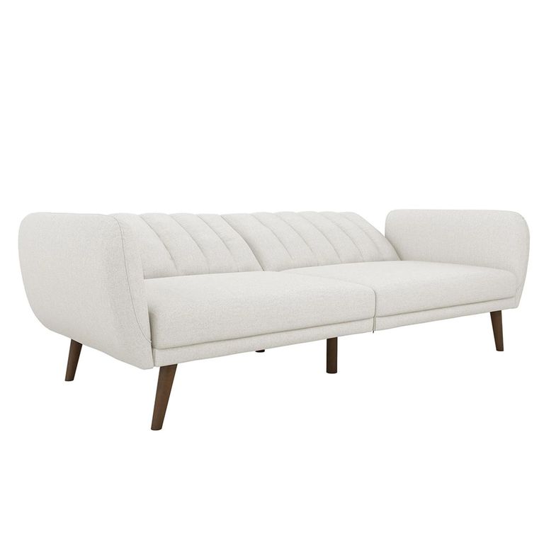 Novogratz Brittany Futon Sofa Bed - Light Grey Linen Fabric - 2115429NUK