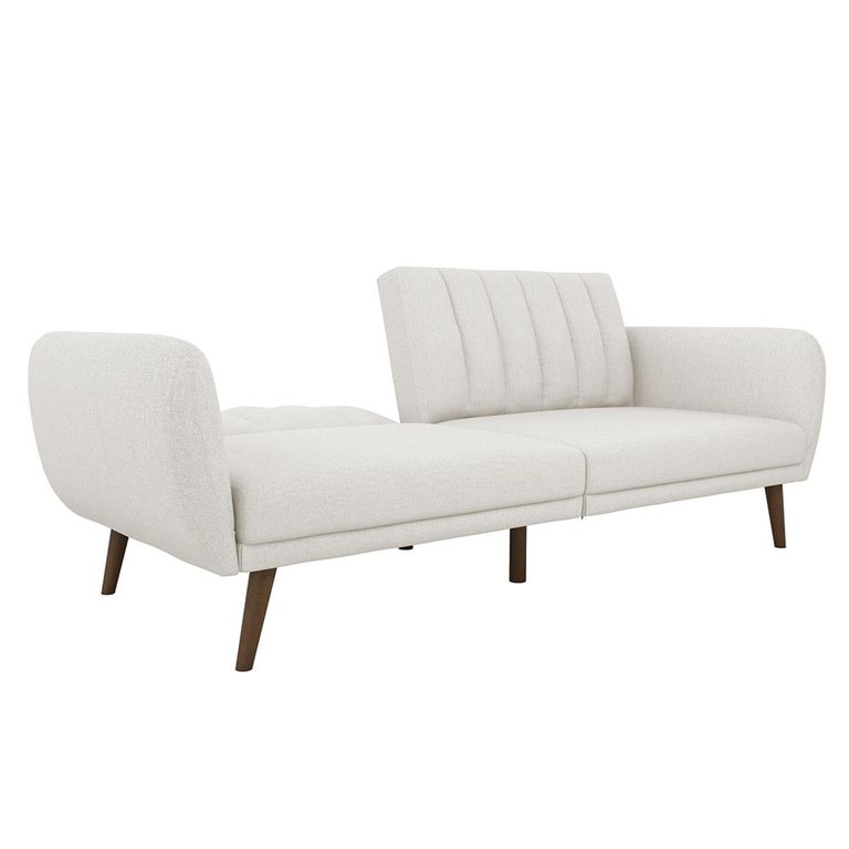 Novogratz Brittany Futon Sofa Bed - Light Grey Linen Fabric - 2115429NUK