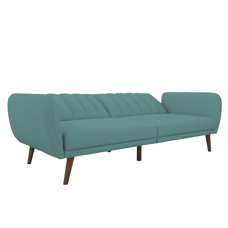 Novogratz Brittany Futon Sofa Bed - Light Blue Linen Fabric - 2115829NUK