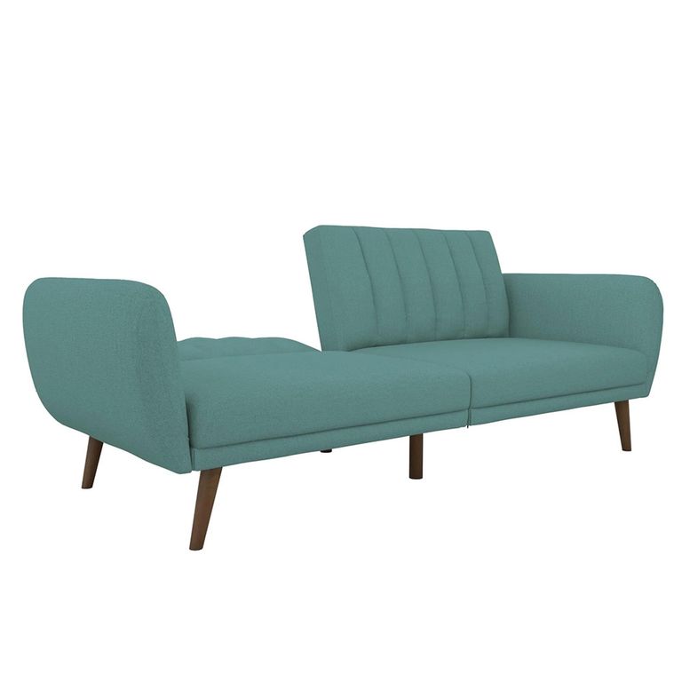 Novogratz Brittany Futon Sofa Bed - Light Blue Linen Fabric - 2115829NUK
