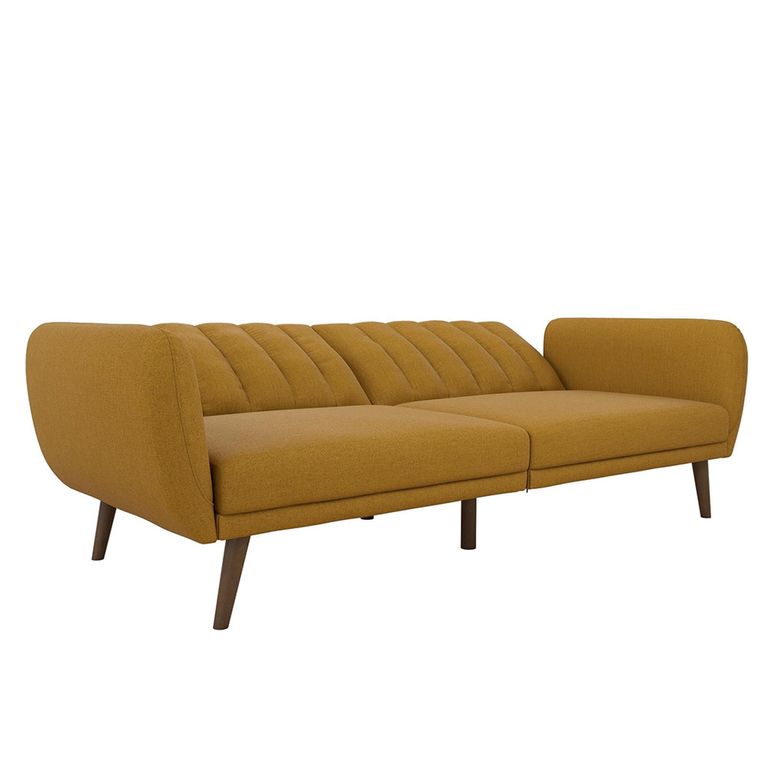 Novogratz Brittany Futon Sofa Bed - Mustard Linen Fabric - 2115929NUK